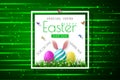 Happy Easter sale banners with realistic Easter rabbir`s ears, vector