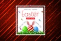 Happy Easter sale banners with realistic Easter rabbir`s ears, vector