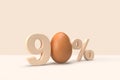 Happy Easter sale gold egg number 90 percentages on pastel abstract background.