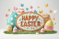 Happy easter salvation Eggs Daisies Basket. White chocolate bunny Bunny Dip dyeing. easter bunny background wallpaper