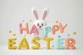 Happy easter santa claus Eggs Easter egg tree Basket. White gerbera Bunny plush pet toy. Elegant background wallpaper