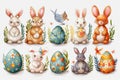 Happy easter service Eggs Easter candle holders Basket. White feast Bunny pattern. Easter parade background wallpaper Royalty Free Stock Photo