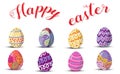 Happy Easter.Set of Cute Easter eggs with different texture on a isolate background for easter festival Vector illustration