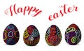 Happy Easter.Set of Cute Easter eggs with different texture on a isolate background for easter festival Vector illustration