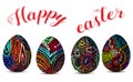 Happy Easter.Set of Cute Easter eggs with different texture on a isolate background for easter festival Vector illustration