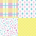 Happy Easter! Set of cute holiday backgrounds. Collection of colorful seamless patterns with traditional symbols Royalty Free Stock Photo