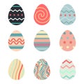 Happy Easter.Set of Easter eggs with different texture