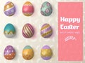 Happy Easter 2020. Set of Easter eggs with different tracery on an Isolated Background.