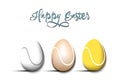 Happy Easter. Eggs shaped tennis balls