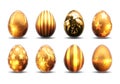 Happy Easter! Set of Easter eggs with different pattern. High detailed realistic illustration