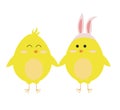 Happy easter chick chicken love icon kid vector cute set