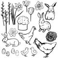 Happy Easter set. Vector sketch  illustration Royalty Free Stock Photo