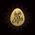 Happy Easter sign letters on gold egg Royalty Free Stock Photo