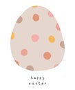 Happy Easter. Simple Easter Holidays Vector Card with Beige Dotted Egg. Royalty Free Stock Photo