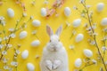 Happy easter snuggly Eggs Easter basket essentials Basket. White Neon Bunny seasonal greeting. easter ham background wallpaper
