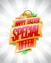 Happy Easter special offer sale poster with ribbons