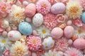 Happy easter spirituality Eggs Easter pattern Basket. White Renewal Bunny Easter wreath. Bunny garland background wallpaper