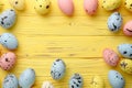 Happy easter spring crops Eggs Floppy ears Basket. White Spirituality Bunny Easter tradition. New life background wallpaper Royalty Free Stock Photo