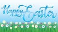 Happy Easter Spring Daisies and sky background