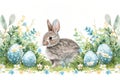 Happy easter spring day Eggs April Basket. White Festivity Bunny Vintage Card. Easter festal background wallpaper