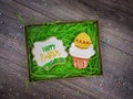 Happy Easter Sugar Cookie Plaque in a Gift Box with Egg