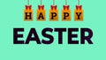 happy Easter tags hanging on green background