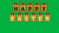 happy Easter tags hanging on green background