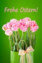 pink tulip flowers Happy Easter text german