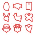 Happy easter text message icon set