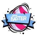 Happy Easter text with ribbon. Abstract egg illustration. Easter selling template Royalty Free Stock Photo