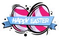 Happy Easter text with ribbon. Abstract egg illustration. Easter selling template Royalty Free Stock Photo