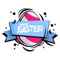 Happy Easter text with ribbon. Abstract egg illustration. Easter selling template Royalty Free Stock Photo