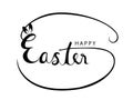 Happy Easter Text Typography with Black Ears Rabbit Vector illustration