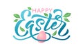 Happy Easter text. Vector illustration isolated on white background. Hand drawn text for Easter card. Royalty Free Stock Photo