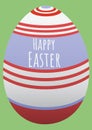 Happy easter text written on decorated easter egg on green background Royalty Free Stock Photo
