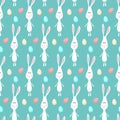 Happy easter theme. Funny cartoon egg hunt seamless pattern Royalty Free Stock Photo