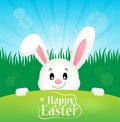 Happy Easter theme with lurking bunny