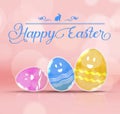 Happy Easter : Three Colorful Glitter transparency glass egg wit