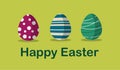 Happy Easter three coloured eggs
