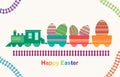 Happy Easter train carrying Easter eggs, vector