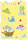 Happy Easter Treasure Map with cute animals