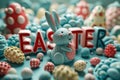 Happy easter easter tree Eggs Community Basket. White fun Bunny illustration magazine. Springtime background wallpaper