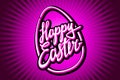 Happy Easter, trendy hipster hand-written line lettering. Easter greeting card with hand-drawn lettering. Pink Easter celebration