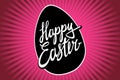 Happy Easter, trendy hipster hand-written line lettering. Easter greeting card with hand-drawn lettering. Pink Easter celebration