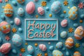 Happy easter trickster Eggs Easter Bunny Express Basket. White excited Bunny Cross. red marigold background wallpaper