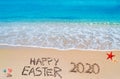 Happy easter 2020 on a tropical beach Royalty Free Stock Photo