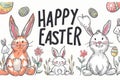 Happy easter tulip bridal themes Eggs Clandestine Eggs Basket. White bunny art Bunny orange creamsicle. digital art background Royalty Free Stock Photo