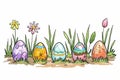 Happy easter turquoise dream Eggs Eggcellent Bunny Basket. White grandchildren Bunny Literary space. Eggcellent background