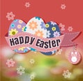 Happy Easter Typographical blur Background vector format eps 10