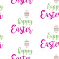 HAPPY EASTER TYPOGRAPHY. SEAMLESS PATTERN ON WHITE BACKGROUND.